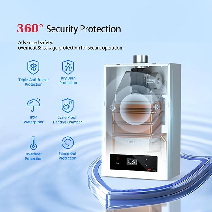 MIZUDO Tankless Water Heater Propane Indoor, Max 4.0 GPM 90,000 BTU CSA Certified Constant Temp High Power On Demand Hot Water Heater, for Whole House or Apartment, Gen 2