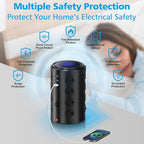 Tower Power Strip with 15W Wireless Charger, 20FT Extension Cord with Multiple Outlets, 16 AC Outlets & 5 USB (2 USB C) Charging Station Surge Protector for Office Home Dorm Room (Black)