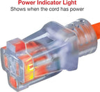 Clear Power Indoor/Outdoor Extension Cord, 25 Ft, Orange, 16AWG, 13A, SJTW [ETL Listed] 3 Prong Grounded Plug, 16/3, Water & Weather Resistant, Flame Retardant w/Power Indicator Light (CP11116)