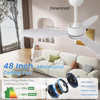 48 inch Ceiling Fans with Lights,White Ceiling Fan with Light and Remote,3 Color Light,6 Speed,DC Motor,for Bedroom/Outdoor/Patios,White