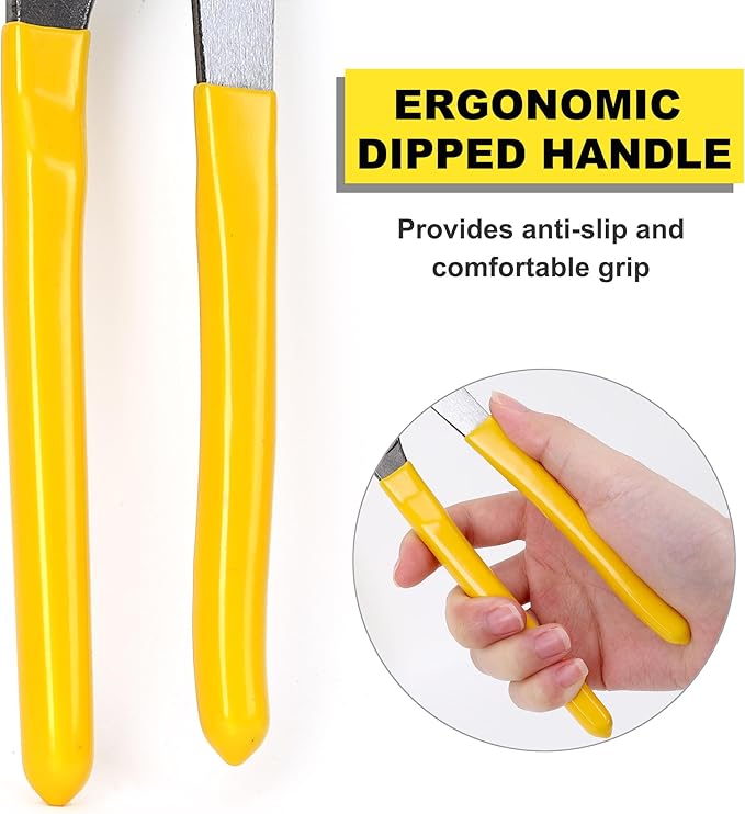 TOPLINE 4-piece Tongue and Groove Joint Pliers Set with Dipped Handles, Groove Joint Pliers Set Included 12-Inch, 10-Inch, 8-Inch and 6-Inch, Ideal for Basic Home Repair and General Applications