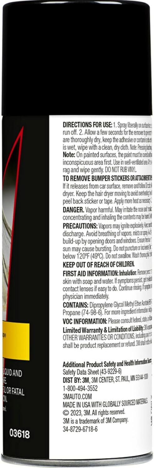 3M Adhesive Remover, 12 oz., Quickly Remove Adhesive, Attachment Tape, Tar, Wax & Adhesive Residue, Low VOC <20%, No Residue Left Behind, Easy-to-Use Formula, Also Works on Glass & Vinyl (03618VOC20)