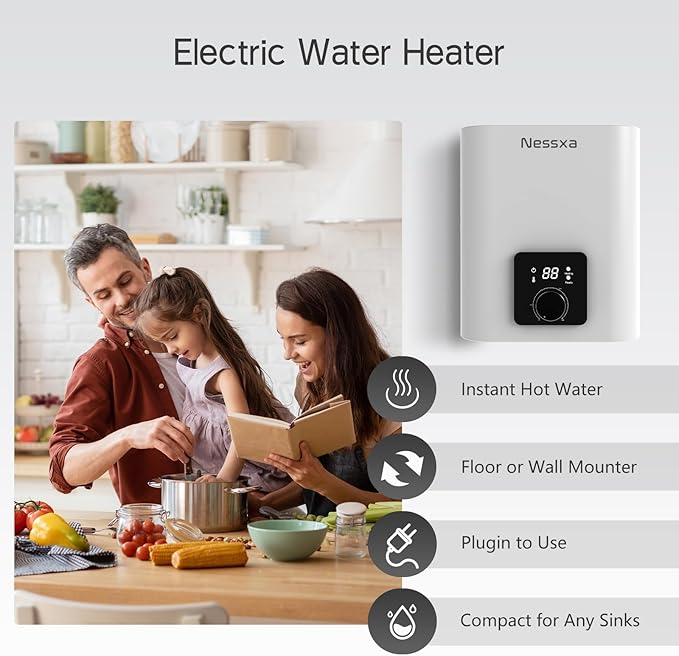 1.8 Gallon Electric Mini Tank Water Heater, 110V 1500W Point of Use On Demand Under Sink Instant Hot Water Heater for Home Kichen Bathroom