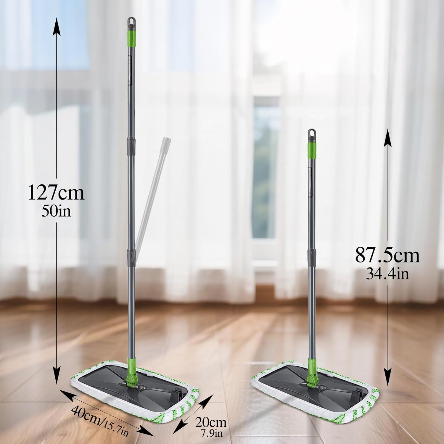 MASTERTOP Dust Mop for Hardwood Floors, Extra Large Microfiber Flat Mop with 5 Wet & Dry Reusable Pads, Hardwood Mops with Telescopic Handle for Laminate, Tile, Vinyl