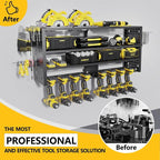 Large Power Tool Organizer Wall Mount, 4 Layer Garage Storage Cordless Tool Organizer with 8 Drills Holder, Heavy Duty Premium Metal Load 400 lbs, Ideal Garage Organization Gifts for Men