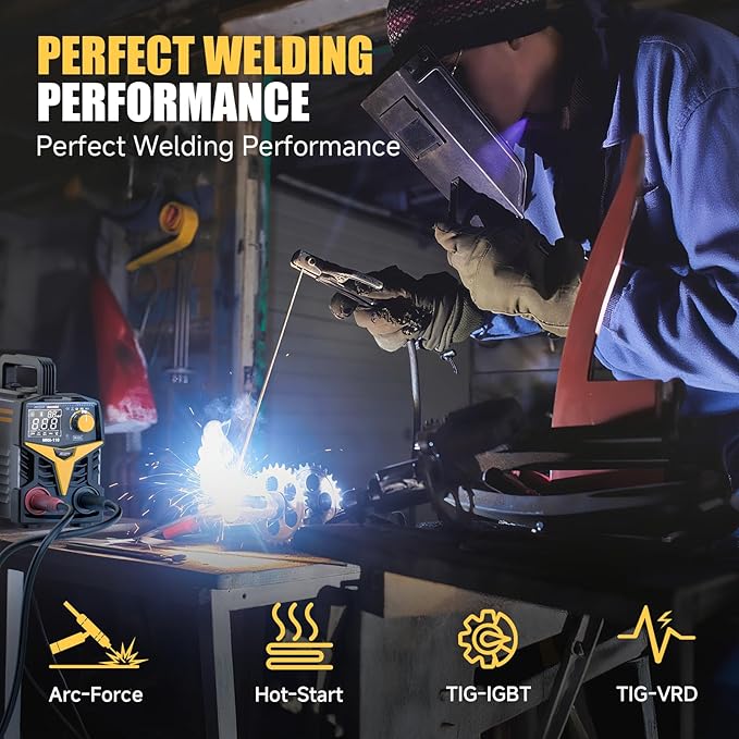 Alloyman 120A Stick Welder 110V for 1/16"-1/8" Rods, LED Display with Digital IGBT Inverter small welding machine, Portable Welding Machine with Hot Start, Arc force and Anti-Stick