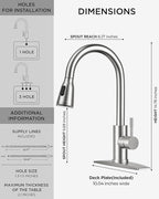 FORIOUS LED Kitchen Faucet with Pull Down Sprayer, Brushed Nicke Single Handle Stainless Steel Traditional Sink Faucets with LED Light Sprayer Head, Suitable for Farmhouse Laundry Camper Rv Bar