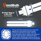 GoodBulb 18 Watt CFL Light Bulbs 4 Pin G24Q-2 Base 5000K Daylight 18W High Output 1200 Lumens Double Tube Compact Fluorescent Light Bulbs Plug-in 10 Pack