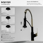 Karran Scottsdale Single-Handle Pull-Down Sprayer Commercial Style Kitchen Faucet in Matte Black/Spot-Free Champagne Bronze