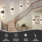 Bathroom Light Fixtures 2-Light Matte Black Bathroom Vanity Light Modern Wall Lights for Bedroom Bath Mirror Lights with Glass Rods Shades for Mirror Bedroom Hallway