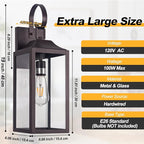 19" Large Outdoor Wall Lantern 2 Pack, Bronze Exterior Lighting Fixtures Porch Light, Outdoor Light Fixtures Waterproof Wall Sconce Lamps Outside Lights for House Patio Garage Porch