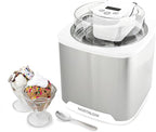 Nostalgia 2-Quart Electric Ice Cream Maker – Make Homemade Ice Cream, Gelato, Sorbet & Frozen Yogurt – No Salt/Ice Needed, Digital Controls, Mix-In Chute & Freezing Gel Canister – Stainless & White