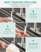 Mbillion Universal Brushed Nickel Kitchen Faucet Sprayer Head Replacement – 3-Function Pull-Down Nozzle with 14 Adapters – Fits Moen, Delta, Kohler, WEWE & American Standard