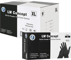 LW Concept - Black Nitrile Examination Gloves - Latex & Powder-Free, Disposable, Strong, Healthcare, Food Handling (Medium)