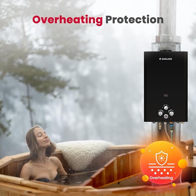 GASLAND Outdoors 16L Propane Tankless Water Heater 4.22GPM, On Demand Propane Hot Water Heater for Off Grid, Adjustable Temperature, Overheating Protection, Easy to Install, Black