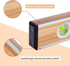 BETHEL Bamboo Level, 24 Inch Level & Tool Solid Block Acrylic Vials, Resists Mortar Adhesion, for Masonry Application and General Leveling (Light)