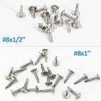 QSJ 120PCS #8 x 1'' Sheet Metal Screws 410 Stainless Steel Truss Head Fast Self Tapping Screws with Screwdriver Bit Silver