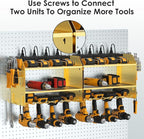 CCCEI Modular Power Tool Organizer Wall Mount with Charging Station. Garage 4 Drill Storage Shelf with Hooks, Drill Bit Heavy Duty Rack, Gold Tool Battery Holder Built in 8 Outlet Power Strip.