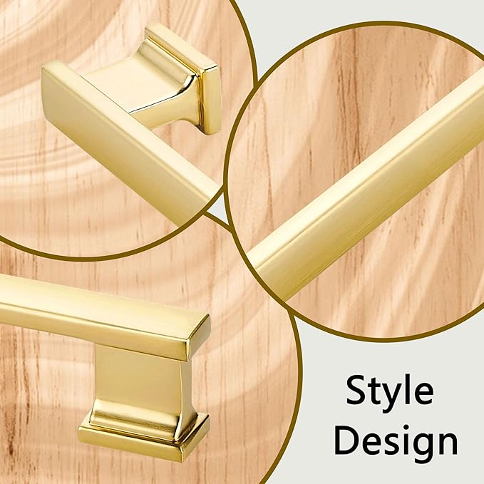 10 Pack 4 Inch Length|3 Inch(76mm) Hole Center Brushed Gold Kitchen Cabinet Handles, Cabinet Pulls Kitchen Cabinet Hardware, Cupboard Pulls, Drawer Handles