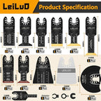 LEILUO 34 Pcs Multitool Blade Kits for Wood Nails Drywall Cutting Oscillating Saw Blades Universal Oscillating Tool Accessories with Storage Bag Compatible with DeWalt Makita Dremel and More