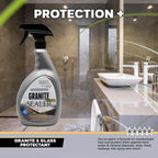 Flitz Granite Sealer (+ Quartz) - 32oz Bottle of USA-Made Quartz Sealer for Countertops, Glass, & More - Food Safe Marble Sealant that Shields Against Hard Water Stains, Mineral Deposits, Oil (1 Pack)