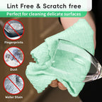 Microfiber Cleaning Cloths Roll, 75 Pack Tear Away Microfiber Towels Roll, 12" x 12" Lint Free Rags, Reusable Cleaning Cloths, Washable, Scratch Free,Ultra Absorbent Dish Rags(Green Ripple)