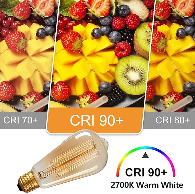 HESSION 6-Pack Vintage Edison Bulbs, ST64 40W E26 Base Amber Glass Warm White Filament Antique Decorative Dimmable Light Bulbs Used for Classical Pendant or Chandelier Lights