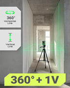 LASGOO Green Laser Level Self Leveling, 360° Horizontal Laser with Vertical Laser Line, 4 Brightness Levels Pulse Mode for Floor Tile Wall Construction, L-Bracket, Batteries and Carry Bag Included