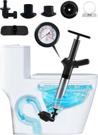 Toilet Plunger Drain Clog Remover Tool, High-Pressure Drain Snake Sink Plunger with Real-Time Barometer, Air Toilet Unclogger for Bathroom, Kitchen, Sinks and Clogged Pipe
