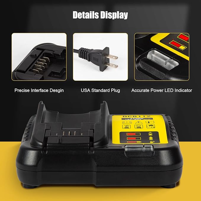 DCB112 20V MAX Battery Charger Replacement for Dewalt Battery Charger, Compatible with Dewalt 12V-20V Battery(Black)
