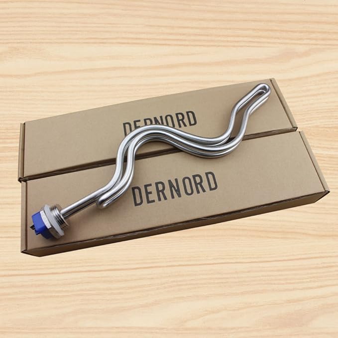 DERNORD 240V 5500W Immersion Ripple Foldback Brewing Water Tubular Heater Element with 1 Inch NPSM Thread White