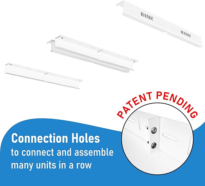 HandT USA Based Overhead Garage Storage Rack, Ceiling Tote Bin Organization Rails Shelving Racks System, Heavy Duty Hanging Metal Rack Systems for 27 Gallon Container, Supports Most Bins, 4 Sets White