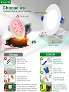 zouzai 6 Inch 5CCT Ultra-Thin LED Recessed Ceiling Light with Junction Box, 2700K/3000K/3500K/4000K/5000K Selectable, 12W Eqv 110W,Dimmable, led can Lights- ETL and Energy Star Certified【 6 Pack 】