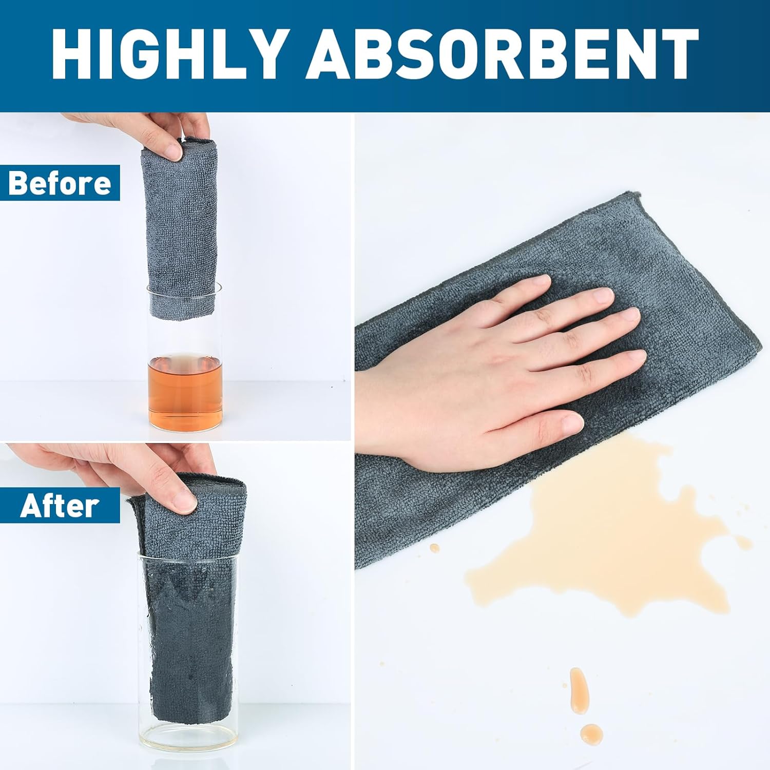 Microfiber Cleaning Cloths Bulk Pack-18 Pack, Microfiber Towels Bulk, Towels for Cars, Cleaning Rags Gray (12x12 inches)