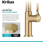 KRAUS Torak Pull Down Kitchen Faucet in Spot-Free Brushed Brass with 2 Function Sprayer, Pre-Attached Water Lines, and Mounting Hardware, KPF-2841SFBB