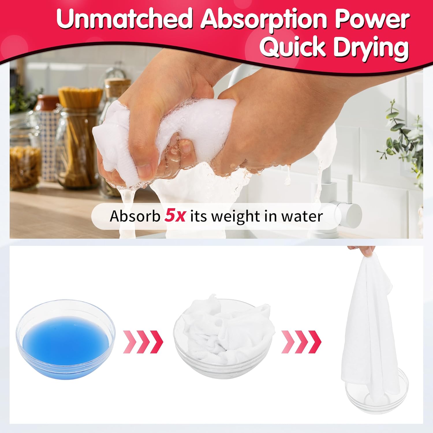 FIXSMITH White Microfiber Cleaning Cloth -Pack of 8, Highly Absorbent Cleaning Rags, 16"X12" All Purpose Cleaning Towels for Housekeeping, Kitchen, Car, Lint Free and Reusable Microfiber Towels