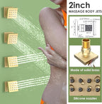 Enga Dual Shower Head Shower System with Body Jets, Wall Mount 10+6" Dual Rain Shower Head with 2 in 1 Handheld Spray for Two People, Shower Faucet Set with Valve Kit, Brushed Gold