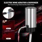 Secura Rechargeable Electric Wine Opener Set, 4-in-1 Wine Set with Electric Corkscrew Wine Opener, Electric Wine Aerator & Dispenser, Foil Cutter, Vacuum Wine Stopper for Wine Lovers, Silver