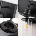 GoYeel Black Vanity Light Fixture 5 Light, Matte Black Bathroom Lighting Fixtures Over Mirror Bathroom Wall Light Modern Restroom Light Fixture Farmhouse with Clear Glass Shade