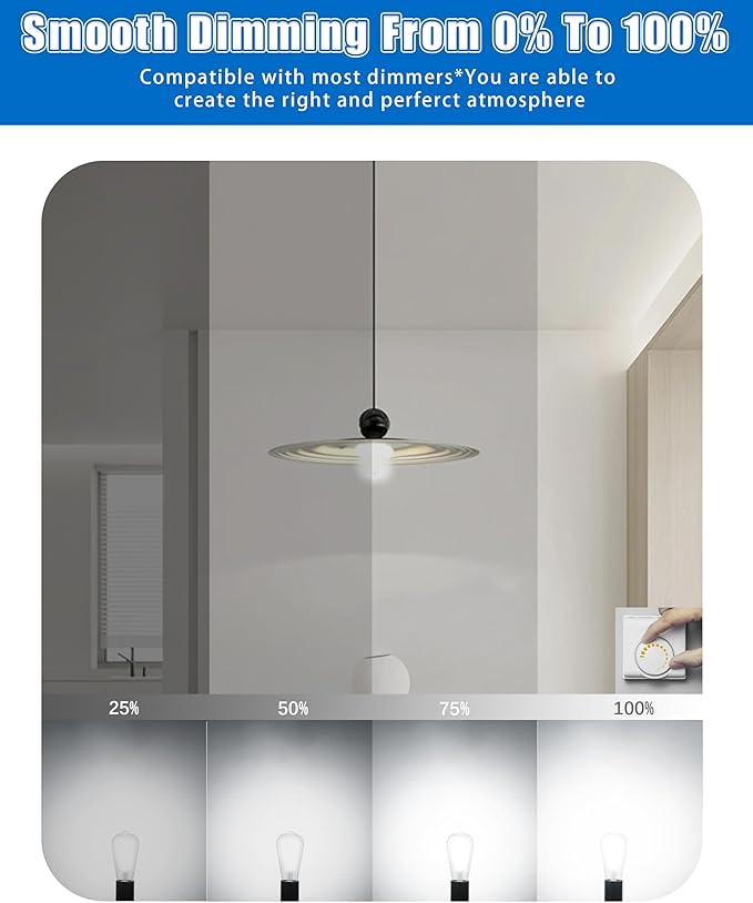 MASTERY MART 10 Pack Vintage Edison Bulbs, E26 Led Bulb 5.5W Equivalent to 60W, Dimmable, 4000K Cool White, High Brightness Antique ST19, Clear Glass