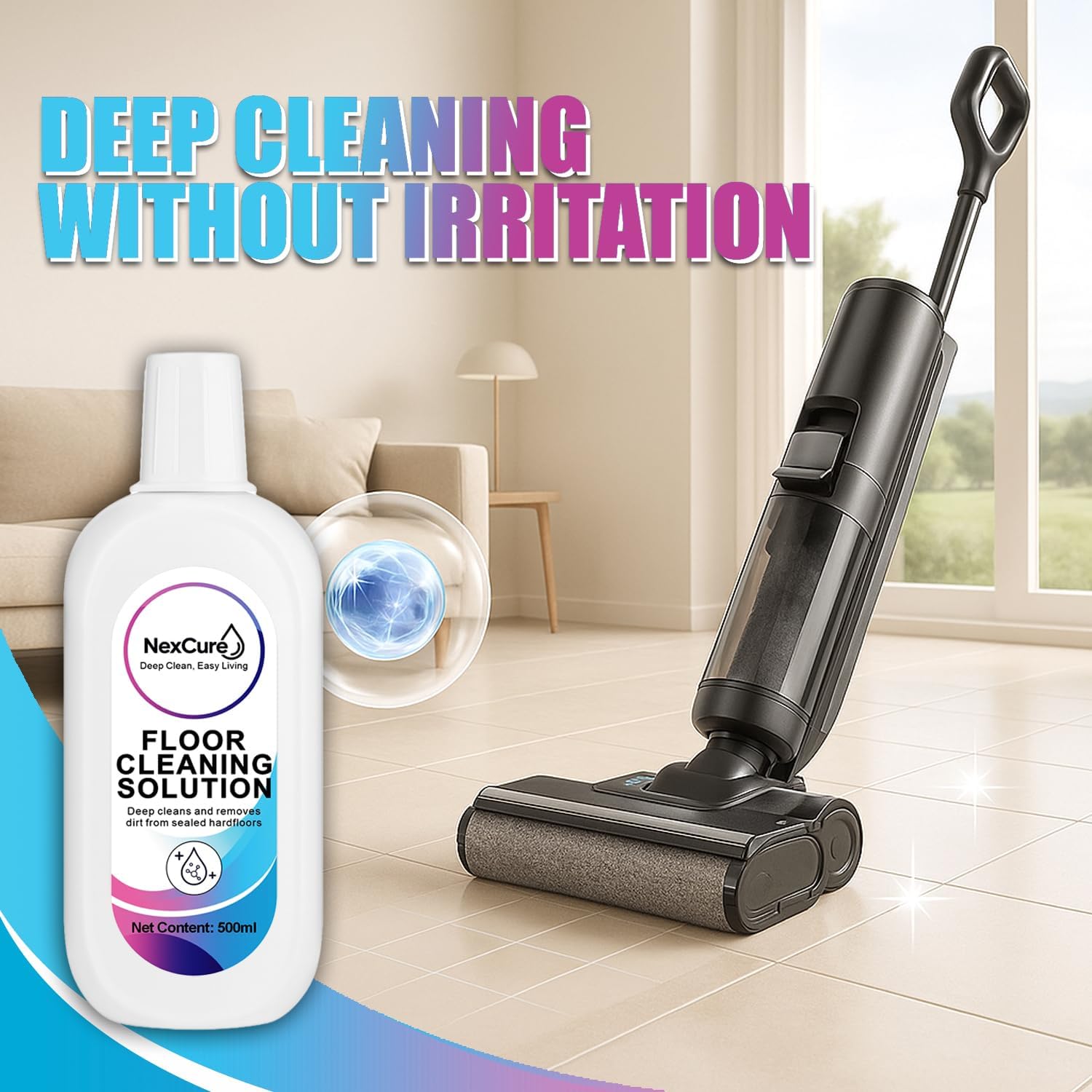 4 Pack Floor Cleaning Solution – Compatible with Tineco iFloor & Floor One Wet Dry Vacuums, Multi-Surface Hard Floor Cleaner Liquid, Residue-Free Eco Friendly Pet Safe Refill