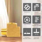 ChillWaves Brass Pipe Fitting, Barstock Male Run Tee 1/2" NPT Female x 1/2" NPT Female x 1/2" NPT Male Thread Adapter(1-PACK)