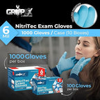 Heavy Duty 6 Mil Blue Nitrile Gloves Disposable Latex & Powder Free -Extra Stretchy Fentanyl Safe |Medical,First Aid Kit,EMT|Food Safe Rubber Gloves for Cooking & Cleaning| Pack of (100)