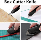 DIYSELF 2Pack Utility Knife Box Cutter Retractable Blade Heavy Duty(Black)