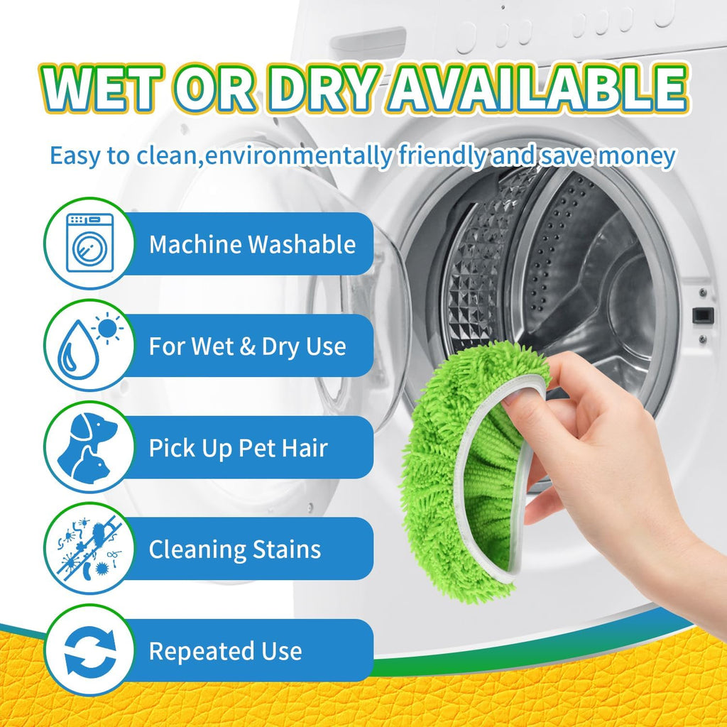 Reusable 100% Coral Fleece Mop Pads Compatible with Swiffer Sweeper, Wet and Dry Flat mop Cover, 3 Pack Washable Pads for Surface/Hardwood Floor Cleaning (Mop is Not Included)