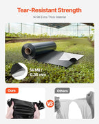 VEVOR 14 Mil Plastic Sheeting Heavy Duty 10' x 100', Thick Plastic Sheeting Roll, Plastic Drop Cloth Painters Tarp Covering for Crawl Space Vapor Barrier, Black and White Double-Sided, Multi-Purpose