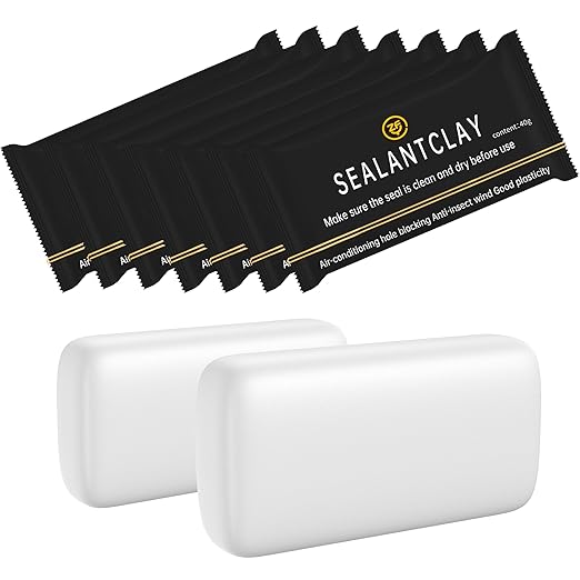 6 Pack Waterproof Seal Putty, White Duct Seal Repair Clay, Moldable Plumber's Putty for Electrical, Wall, Drain, Air Conditioning Holes, Quick Setting Air Leak Sealant