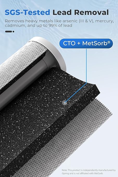iSpring SGS-Tested Lead Removal Whole House Water Filter System w/ 3/4'' Push-Fit Stainless Steel Hoses, Reduces Arsenic, Cadmium, Mercury, Chlorine & up to 99% Lead, Model: WGB32B-CPB+AHPF12MNPT16X2