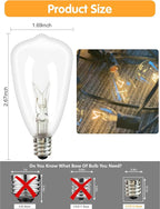 10-Pack ST35 Light Bulbs Replacement Edison Clear Bulbs -5 Watts C7/E12 Screw Base for Indoor/Outdoor Patio String Lights