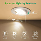 LEDIARY 6 Pack Gimbal LED Recessed Lighting 4 Inch, 5CCT Adjustable Recessed Light Slim Selectable 2700K-6000K,750LM Can Lights with Jbox,Canless Down Light Ceiling Light with IC Rated ETL Listed